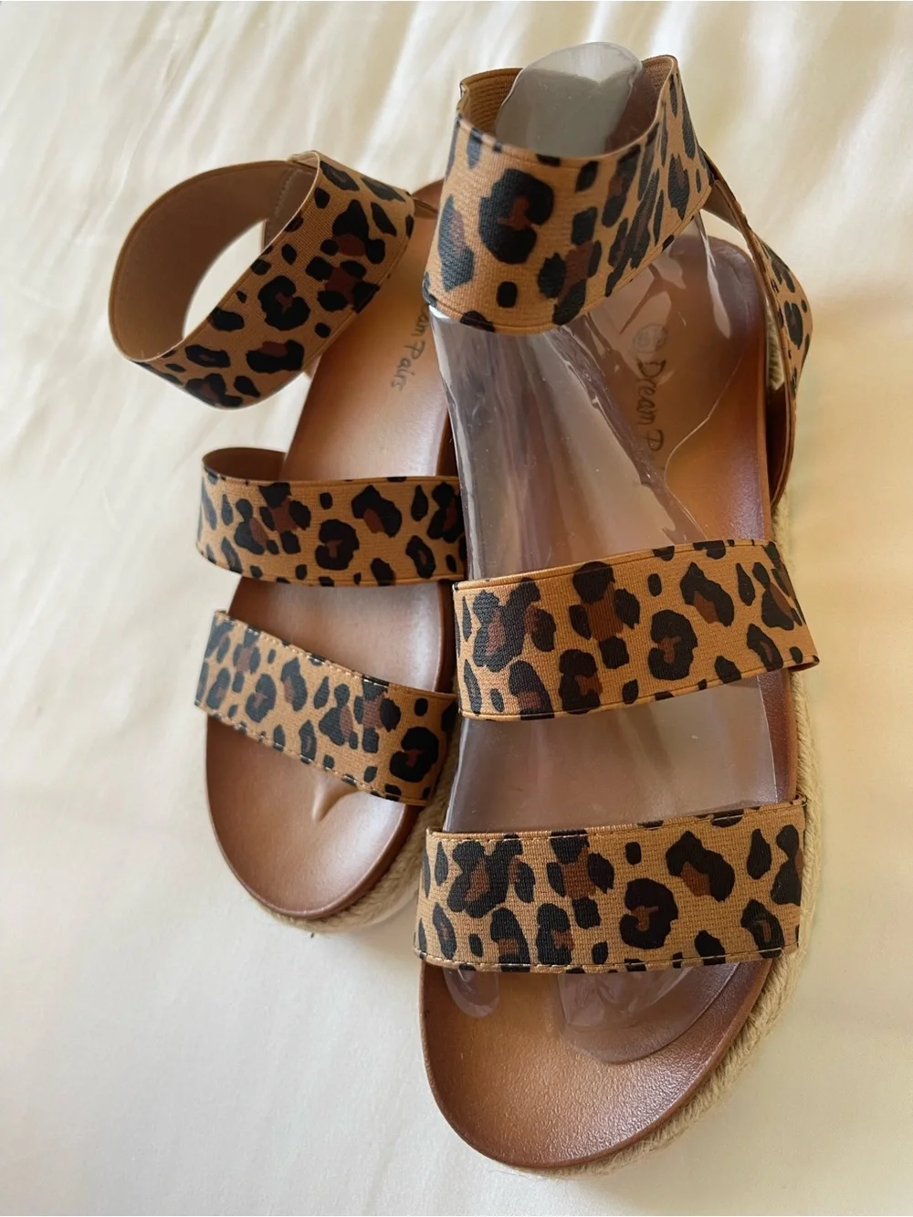 Dream Pairs Leopard Print Ankle-Strap Espadrille Wedges - Brown Black